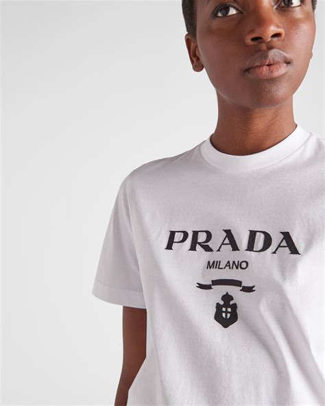 prada white shirt with logo|Prada white t shirt men.